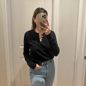 American Apparel black waffle knit tee